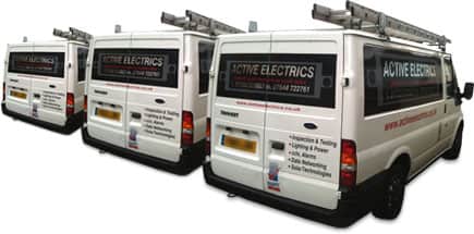 Work Van with Active Electrics logo on site